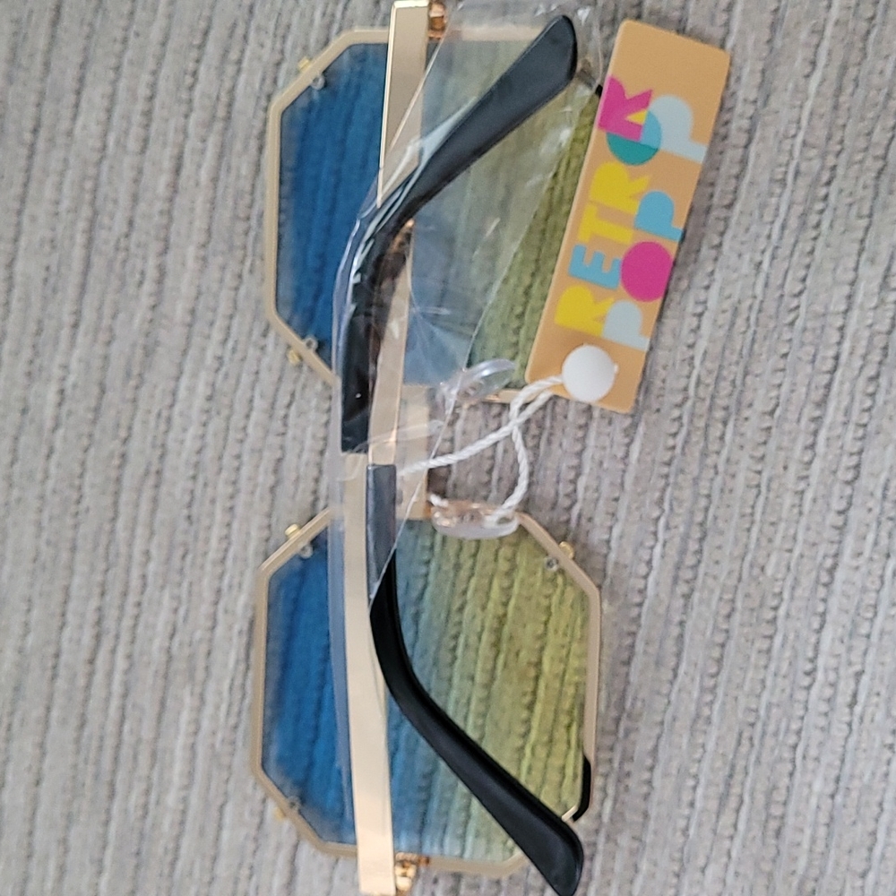 NEW TRENDY MIRRORED HEXAGONAL WOMAN SUNGLASSESC - Picture 3 of 4
